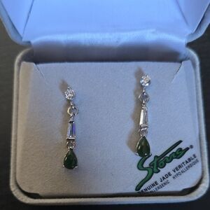 Green and Silver Drop Earrings